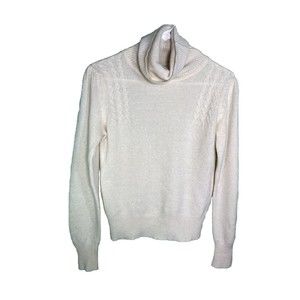 Vintage Ovalroom 100% Cashmere Turtleneck Sweater Size M Cream Ivory White